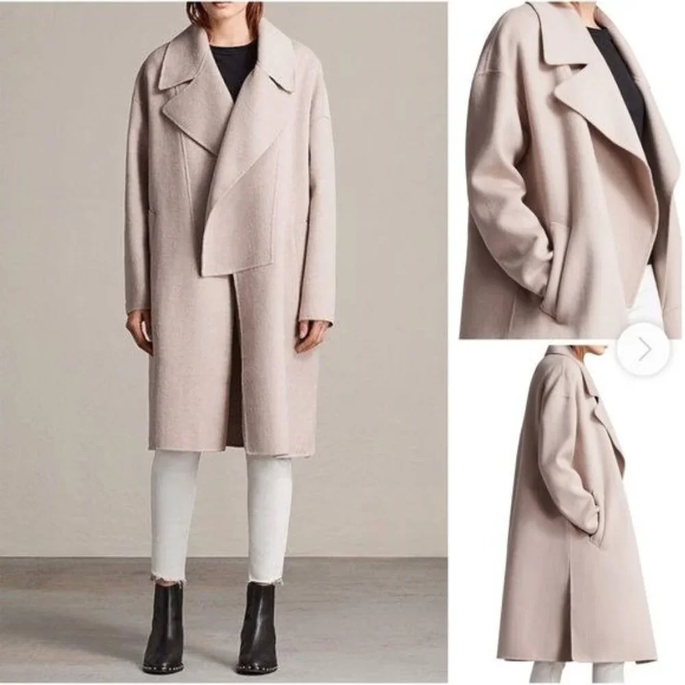 All Saints Womens Coat Jacket Size XS Pink Ryder Pockets Open Front Casual - Picture 12 of 13